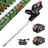ONEVAN Akku Heckenschere, 20 Zoll Bürstenlos Elektrische Gartenschere Heckenschere mit 2 4000mAh Akkus, 51 cm Schnittlänge, 26 mm Zahnabstand, Akku Heckenschere mit Akku und Ladegerät