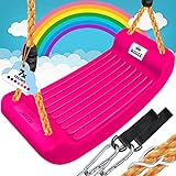 KIDIZ® Schaukel Garten Kinderschaukel Outdoor & Indoor Schaukelsitz | Schaukelbrett Set inkl. Zubehör | Brettschaukel für Kinder zum Schaukeln aus Kunststoff | höhenverstellbar & rutschfest, Pink