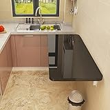 Robuster Wand-Klapptisch für Küche und Esszimmer, 70 kg Tragkraft, schwebender Wandschreibtisch für kleine Räume, schwarz, Größe 40 x 30 cm