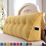 XZLZMYP A,100x50x23cm, Rückenkissen Bett Groß Plüsch Bettkissen Rückenlehne, Dreieckige Keilkissen Bett Kopfteil Kissen Weich Rückenstützkissen Keil Lendenkissen Mit Seitentaschen Rückenpolster