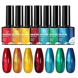 Regenbogen Gellack | Glitzer-Gel Farben Für Nägel,7 Stücke Manikürezubehör Tragbar Für Salon Reise Bühnenauftritte Fotoshootings Hochzeiten Und Musikfestivals