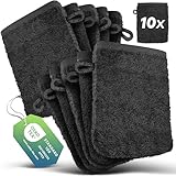 slummer Waschhandschuh 10 Stück Waschlappen 15x21 cm anthrazit Oeko-Tex Zertifiziert 100% Baumwolle 500gsm 10-TLG Seifhandschuh Waschhandschuhe Frottee Badtextilien
