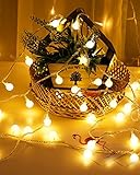 EvaStary LED-Glühbirnenkette, 6M 40 LED-Lichterkette, Lichterkugel, warmweiß, wasserdicht, USB-betrieben, dekorative Lichter für Garten, Schlafzimmer, Balkon, Party, Terrasse