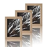 VUVUZULA Bilderrahmen 13x18cm Holz Fotorahmen 5x7 Zoll Holzrahmen MDF Rahmen 13x18cm in Natur 3er Set