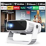 ZDK 2025 Neuer Smart Beamer mit integrierten Apps, Full HD 1080P, Trapezkorrektur 4K, 680 ANSI WiFi 6 und Bluetooth, Tragbarer Outdoor-Beamer, Heimkino Mini Projektor für Videos für iOS/Android,Weiß