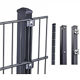 HORI® Doppelstabmattenzaun I Komplettset I wahlweise mit Eckpfosten – verschiedene Längen und Höhen I mit Abdeckschiene oder Klemmhalter I Anthrazit I Höhe 183 cm I Länge 2 m