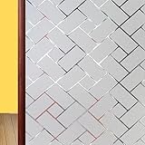 Blickdichte Fensterfolie 70 x 90 cm Statisch No-Glue, Selbsthaftend Klebefolie Milchglasfolie Fenster Folie Dekofolie für Büro Duschkabine, schräges Gitter