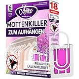 Aviro Kleidermotten Falle für Kleiderschränke - 6 x Mottenfalle Kleidermotten mit Natürlichem Lavendelduft - Hochwirksame Einfach zu Verwendende Mottenfalle für Kleidung