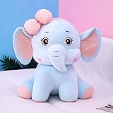 TIANSTON Niedliches Baby Elefant Plüschtier Elefant Besänftigung Puppe weiches Kissen Stofftier Puppe für Kinder Weihnachten Geburtstag Geschenk Blau 60cm