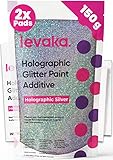 FBGC Levaka 150 Gramm Holographischer Glitzer für deine Glitzer Tapete – 2 Polierpads Inklusive – Wandfarbe Kompatible mit Jeder Malerfarbe – Wand Glitzer für Außen- Innenwände und Holz silber