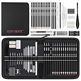 HIFORNY 42-teiliges Zeichenset, Skizzierset mit Graphit- und Kohlestiften, Mischwerkzeuge, Radiergummis und Zubehör, tragbares Reiseetui mit Reißverschluss für Künstler und Anfänger