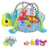 KINDEREO 3in1 Schildkröte Erlebnisdecke, Bällebad, Krabbeldecke, Spielbogen, Spieldecke, Lernmatte