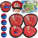 Tigvio Klettballspiel Outdoor Spiele für Kinder, Klettball Wurfspiel Kinder Sandspielzeug ab 3 4 5 6 7 Jahren mit 4 Fangscheiben + 4 Bällen für Kinderspiele Wurfspiel Garten Ballspiel