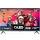 CHIQ Fernseher 32 Zoll QLED TV, FHD, HDR, Rahmenloses Metall-Design, Google TV, Chromecast, Google Assistant, Quad-Core CPU, WiFi, Dolby Audio, DBX-tv,Triple Tuner(DVB-S2/T2/C)