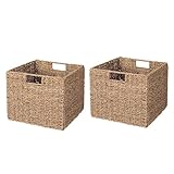 2er-Set Kallax Expedit Regal Korb/Kallax Korb Geflochten / 30,5 x 30,5 x 25,5H cm/Seegras Regalkorb/Faltkorb Flechtkorb/Regalbox Storage Box/Aufbewahrungskorb Regalkorb Faltbar