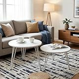 Johgee 2 Stück Beistelltische Holz Rund, Couchtisch Rund Set, Sofatisch, Ø 50 cm und Ø 40 cm, Geeignet für Wohnzimmer Schlafzimmer, Weiß