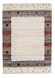 carpetfine Wollteppich Gabbeh Vida Beige 140x200 cm | Moderner Teppich für Wohn- und Schlafzimmer