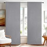 Deconovo 100% Verdunklungsvorhang Blickdicht Gardinen Wohnzimmer Vorhänge für Gardinensheine Kälteschutz Thermovorhänge Vorhang Schlafzimmer, 210x90cm(HöhexBreite), Dunkelgrau, 2er Set
