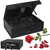 Geschenkverpackung Box 21 * 17 * 7cm Geschenk Verpackungsbox Magnetische Geschenkbox Geschenkbox Schwarz Geschenkboxs mit deckel für Hochzeiten Geburtstage Jubiläen - Schwarz