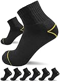 sogzz Arbeitssocken Quarter Socken Herren kurz | 6 Paar | Arbeit Sneaker Socken halbhoch, Kurzsocken, 75% Baumwolle, Arbeitersocken z.B. für Arbeitsschuhe, Work Socks, 43-46, Schwarz/Schwarz
