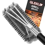 QLSXLB Grillbürste, Edelstahl Bürste Grill, Grillrost Bürste, Grill Reinigungsbürste Langer Griff, Drahtbürste für Gasgrill, Holzkohlegrill und Elektrogrill