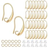 CRAFTYMELODY 200 Stück 18 Karat Vergoldete Messing Angelhaken Ohrhaken Goldene Französische Ohrhaken Angelhaken Ohrring Beschläge Mit Offenen Messing Biegeringen