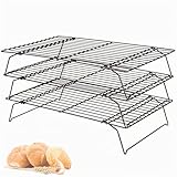 Lifhety 3 Etagen Abkühlgitter, Antihaftend 40×25cm Kuchengitter, Küche Backen Zubehör Gitter für Muffin, Pizza, Cupcake und Grillen, Kompatibel mit Backformen Backofenblech