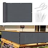 Sunnylaxx Balkon Sichtschutz Balkonabdeckung 90x300 cm Windschutz Leicht Transparent Blickdichte Balkonumspannung,Balkonverkleidung,HDPE Wind- und UV-Schutz, mit Ösen und Kabelbinder Anthrazit