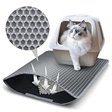 Katzenklo Matte, 45x30 cm Katzenstreu Matte, Doppelte Schichte Non-Slip wasserdichte Entwurf Katzenmatte Katzenklo, Bienenwabe Matte Katzentoilette, Cat Litter Mat Streu Kontrolle