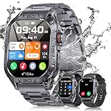 LIGE Militär Smartwatch Herren mit drei Armbändern,1,96'HD AMOLED Smart Watch für iOS/Android,IP68 Wasserdicht,Fitnessuhr mit 100+ Sports,Sportuhr,Herzfrequenz-/Schlaftracking,Bluetooth-Anrufe,Schwarz