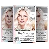 L'Oréal Paris Extrem Aufheller für platin-blondes Haar, Mit Anti-Gelbstich und Anti-Haarbruch Technologie, Permanente Haarfarbe, Préférence Le Blonding, 9L Helles Platinblond, Multipack