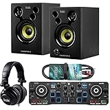 Hercules DJ Starter Kit 2-Deck USB DJ-Controller Set mit Boxen und Kopfhörer + keepdrum AudioKabel