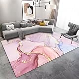 RUGMRZ Room Decor Moderne Minimalistische Und Langlebige rutschfeste Dekoration Wasserwischbarer Teppich Büro Rosa Couchtisch Modern Flickenteppich Waschbar 300X400CM