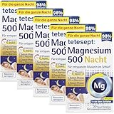 tetesept Magnesium 500 Nacht – Nahrungsergänzungsmittel mit hochdosiertem Magnesium – entspannte Muskeln im Schlaf mit Magnesium Tabletten – 5 x 30 Tabletten