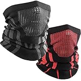WTACTFUL Schlauchschal Winter Halstuch Halswärmer Warm Winddicht Loop Schal Schlauchtuch Halbe Sturmhaube für Ski Motorrad Fahrrad Radsport Herren Damen Schwarz Rot