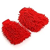 JKGHK Auto-Waschhandschuhe, 2 Stück, große Mikrofaser-Waschhandschuhe für Autoreinigung, Handschuhe, kratzfrei, Autowaschhandschuhe, Rot