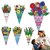 Blumenstrauß-Kunsthandwerk zum Ausmalen, Malset für Blumenstrauß | Machen Sie Ihr eigenes Blumenhandwerks-Set mit 6, handgemalten Blumenstrauß-Formen für die