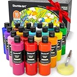 Shuttle Art Acrylfarben Set, 18 Acrylfarben in Flaschen (je 250ml, 8,45oz), hochpigmentierte Acrylfarben, Premiume Acrylfarben für Künstler, Anfänger und Erwachsene auf Steine, Leinwand, Holz geeignet