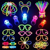 Segotendy 233PCS Knicklichter Party Set, Leuchtstäbe 100 Stück mit 10 LED Diamantring, Neon Brille Haarreif Ohrring Ball, Glow Sticks für Geburtstagsdeko Weihnachten Deko Hochzeiten