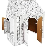 BELLE VOUS Papphaus für Kinder XXL - 81 x 69,5 x 101 cm - Papphaus zum Bemalen, Zeichnen, Färben & Kritzeln - Spielhaus Kinder Indoor-Spielhaus zum Dekorieren & Personalisieren