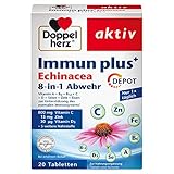 Doppelherz Immun plus+ Echinacea – mit Vitamin C und Zink als Beitrag für die normale Funktion des Immunsystems – 1 x 20 Tabletten