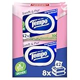 Tempo Feuchte Toilettentücher 'Sanft & Pur' - Megapack - 16 Packungen mit je 42 Tüchern - Duo Packs - feuchtes Toilettenpapier, dermatologisch getestet und pH-hautneutral