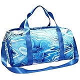 Tanztasche für Mädchen, Turnbeutel, Teenager, Turnbeutel, Sporttasche, Balletttasche, Mädchen, Übernachtung, Dufflebag mit Schuhfächern und Nassfach (Marmor-Batikfärbung), Blau
