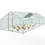 Herrselsam Hühnerstall Käfige Kleintierstall, 3x6x2m XXL Hühnerhaus Freilaufgehege mit Sicherheitsschloss und Wasserdichtes PE-Farbtuch, ideal für Hühner und Weitere Kleintiere