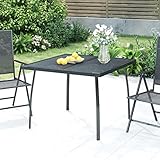 Xichuzi Gartentisch, Tisch Garten, Balkontisch, Mehrzwecktisch, Buffettisch, Biertisch, Bierzelttisch, Flohmarkttisch, Anthrazit 100x100x72 cm Stahlgitter