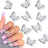 10 Stück Legierung Schmetterling Nagel Charms Metall Schmetterlings Nailart Anhänger Strasssteine für Nägel Diamanten Nageledelsteine Nagelschmuck Nagel Kunst Dekorations Nail Art Schmuckherstellung