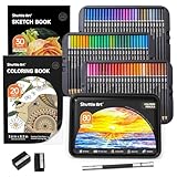 Shuttle Art Buntstifte Set, 80 professionelle Buntstifte für Erwachsene und Kinder, Farbstifte Set mit Malbuch, Skizzenbuch, Spitzer, Bleistiftverlängerer und Eisenbox, Buntstift Kinder, Holzstifte