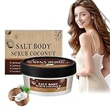 Body Scrub Creme, Body Scrub Saltss, Frische Meersalz Peeling Körper, Salz Öl Peeling für Trockene und Beanspruchte Haut, Körper Peeling - Sauna - Hand - Duschpeeling (50g, Kokosnuss)