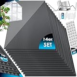 KESSER® 14x Polycarbonat Hohlkammerstegplatten 4mm 14,7 m² Doppelstegplatte 150x70 cm 50x Klammern + 50x Z-Clips Stegplatte Gewächshausplatte UV-beständigen Für Gewächshaus Carports - Anthrazit