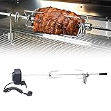 Edelstahl Grillspieß Set, 4W Drehspieß Spirit, 360° Drehbarer Winkel Drehspieß Grill 8kg Belastbarkeit Drehspiess mit Motor für Gasgrill Grillspieße Edelstahl